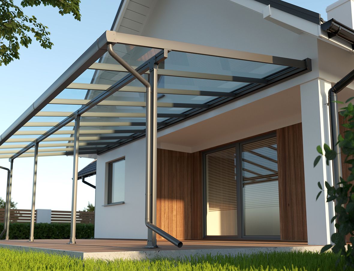 Eine Terrassenüberdachung aus Glas